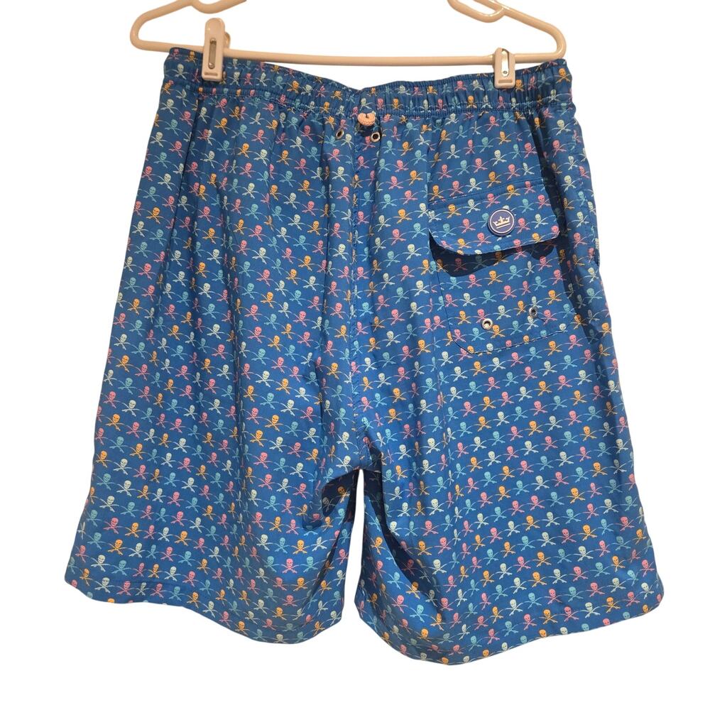 Peter Millar Seaside Collection Swim Trunks Mens Large Blue Skull & Rods - Picture 2 of 7